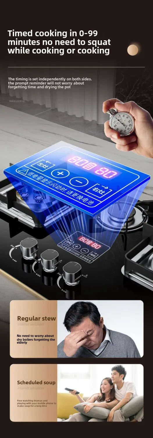 Piano Cottura a Gas 3 Fuochi ad Alta Potenza da Incasso o Appoggio per Cucina - GPL e Metano