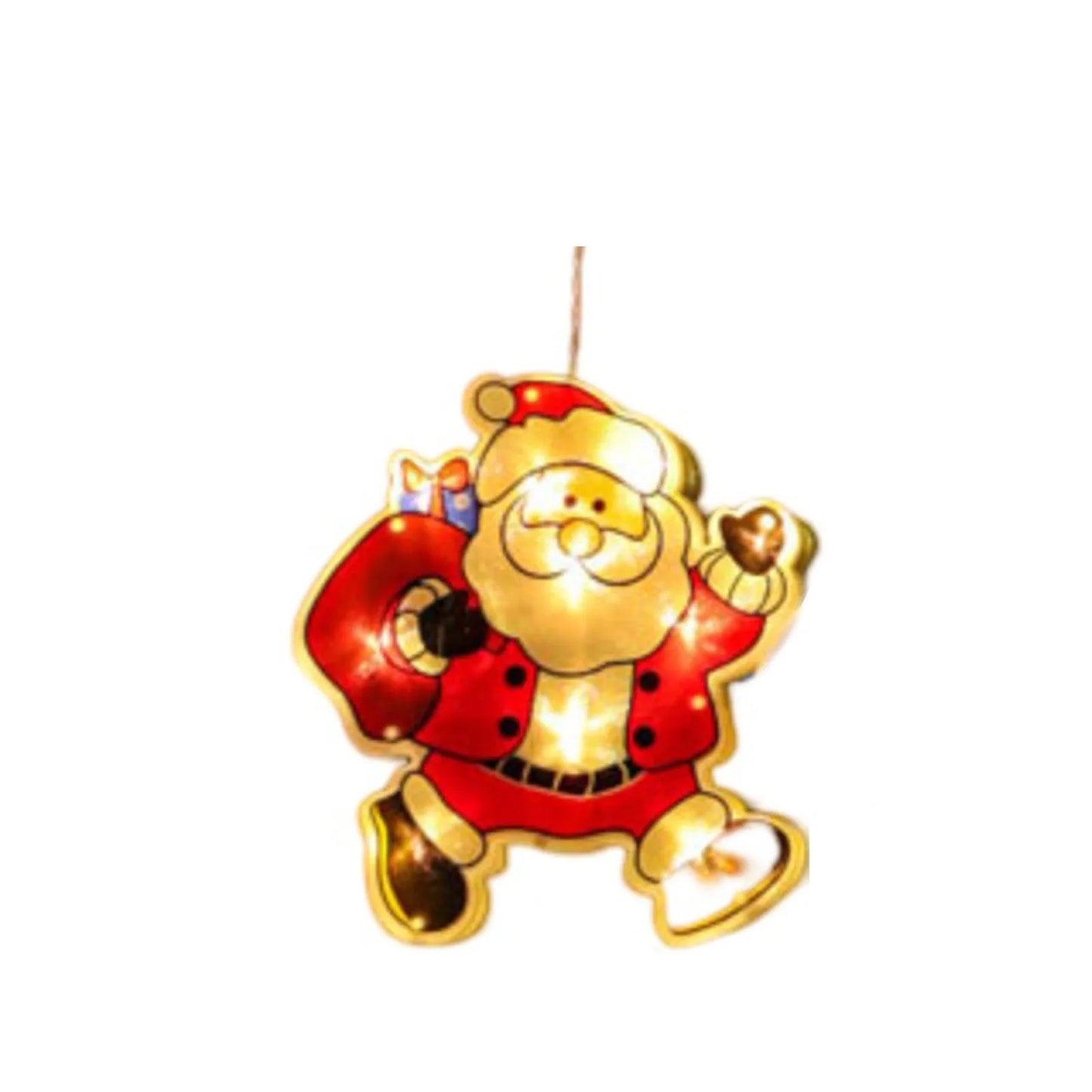 Decorazione Natalizia Luminosa con Ventosa - Pupazzo di Neve e Babbo Natale per Finestre