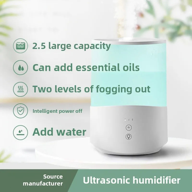 Umidificatore Ultrasonico 2.5L con Aromaterapia - Nebulizzazione Silenziosa per Casa e Ufficio