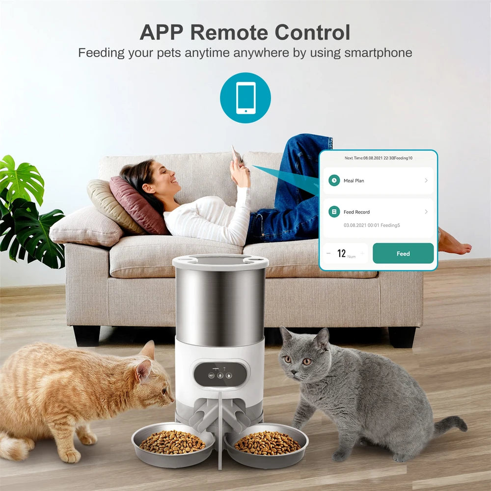 Dispenser Automatico Smart Tuya per Cani e Gatti - Alimentazione Remota via App