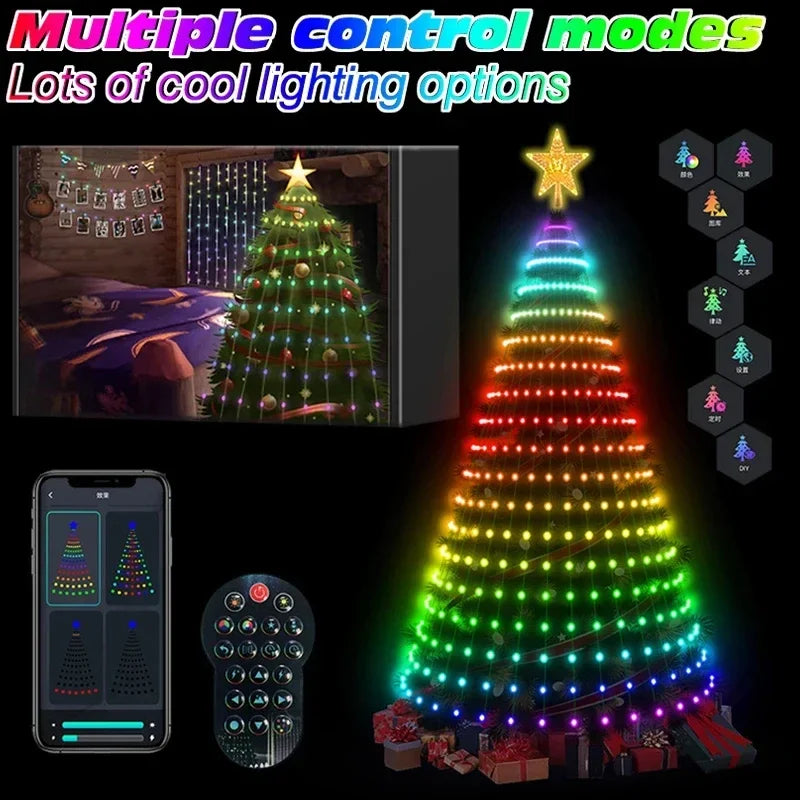 Luci LED RGB Bluetooth per Albero di Natale - Catena Luminosa Personalizzabile con App
