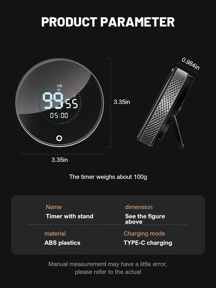 Timer Digitale Magnetico da Cucina con Display LED - Rotante, Allarme Regolabile per Cucina e Studio