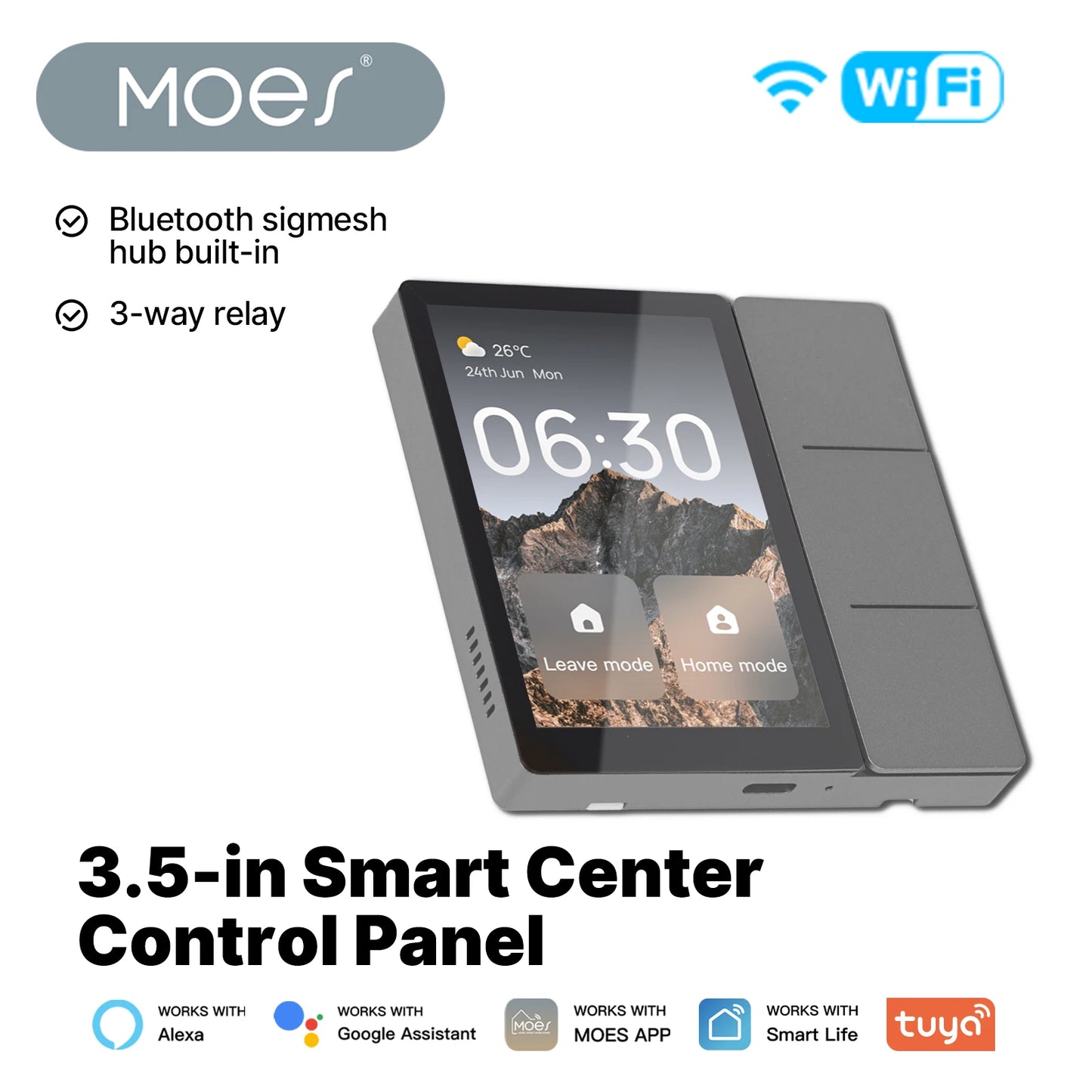 Pannello di Controllo Smart MOES WiFi 3.5" Touch Screen con Hub Bluetooth Mesh e 3 Relè Integrati
