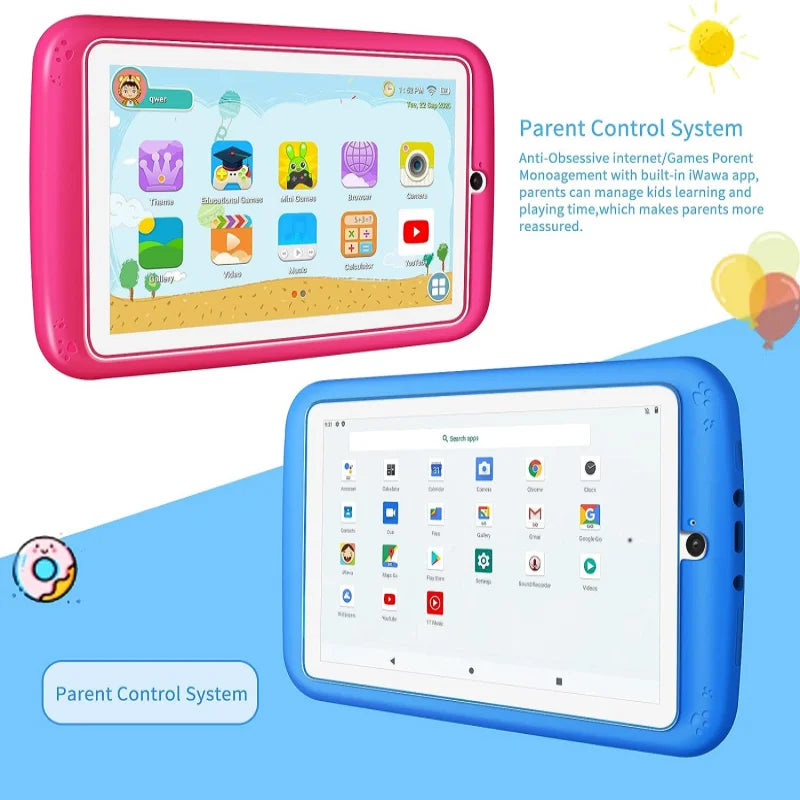 Tablet per Bambini Android 10.0 E98 7" - 1GB RAM 16GB ROM con Custodia Silicone e Doppia Fotocamera