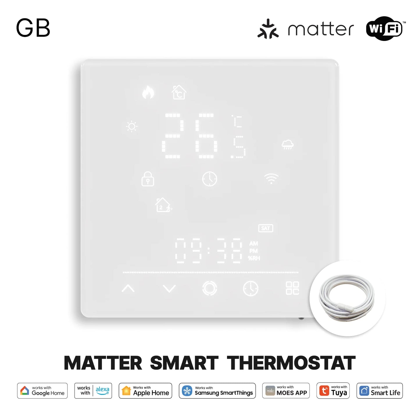 MOES Termostato Smart Wi-Fi Matter – Compatibile Alexa, Google, Apple  Controllo Temperatura per Caldaia Acqua e Riscaldamento Elettrico