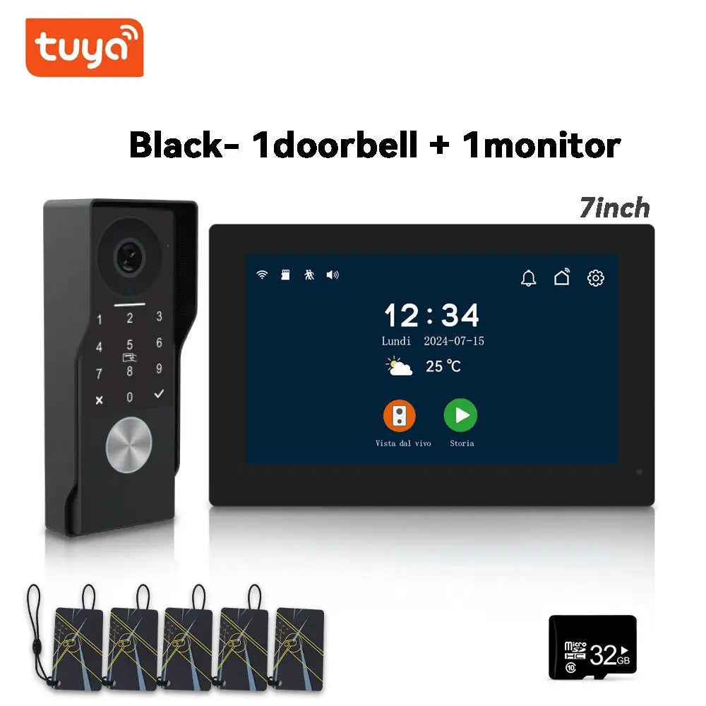 Videocitofono Smart WiFi Anjielo 2 Fili - Monitor Touch 7" IPS 1080P Impermeabile con App TUYA