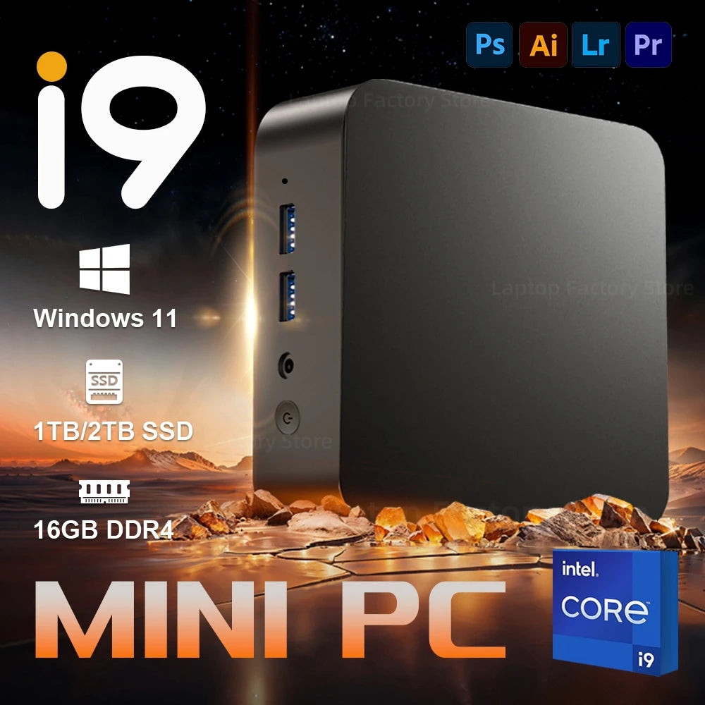 Mini PC Intel Core i9 - Computer Desktop Compatto Windows 11 con WiFi6 e SSD NVMe 1TB
