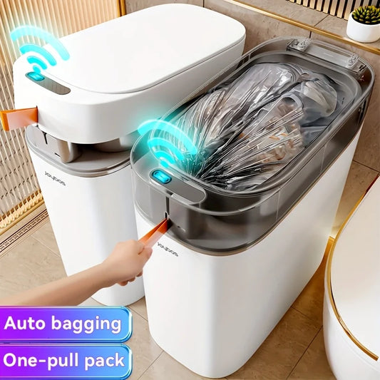 Pattumiera Intelligente con Sensore Automatico - Cestino Bagno Impermeabile con Dispenser Sacchetti