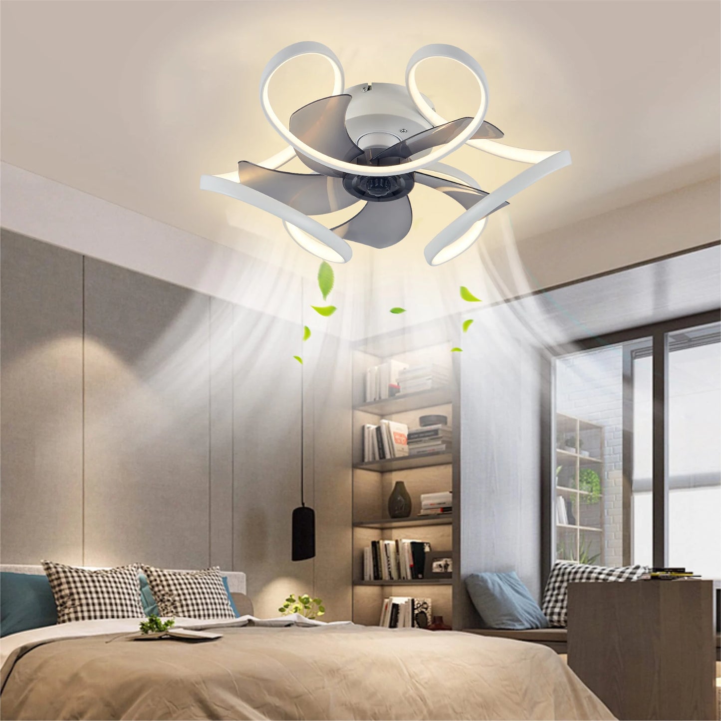 Ventilatore da Soffitto Decorativo con Lampada - Motore Reversibile, Design Moderno per Soggiorno e Cucina