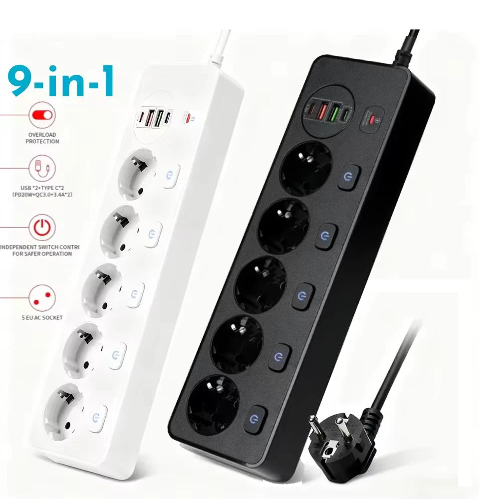 Ciabatta Multipresa Smart con Porte USB e Type-C - Controllo Indipendente, Protezione da Sovraccarico, Prese Multiple