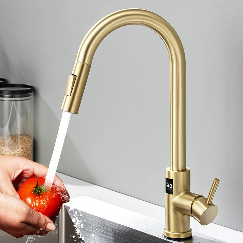 Rubinetto Cucina Smart con Sensore Touch e Movimento - Miscelatore Estraibile Oro