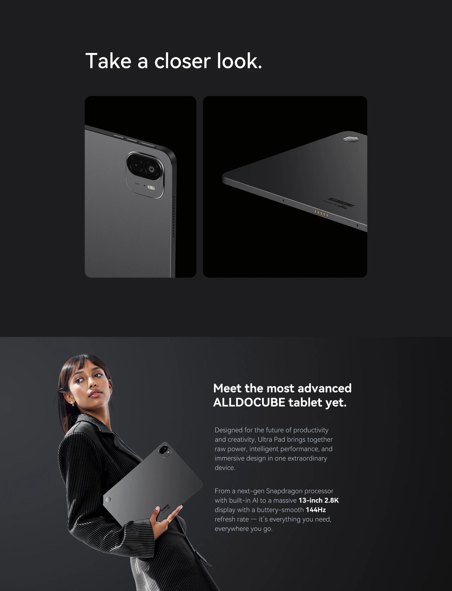 ALLDOCUBE Ultra Pad 13" Tablet 2.8K 144Hz - Snapdragon 7+Gen3, 18GB RAM, 256GB ROM, Android 15