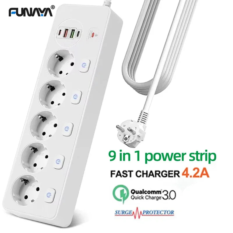 Ciabatta Multipresa Smart con Porte USB e Type-C - Controllo Indipendente, Protezione da Sovraccarico, Prese Multiple