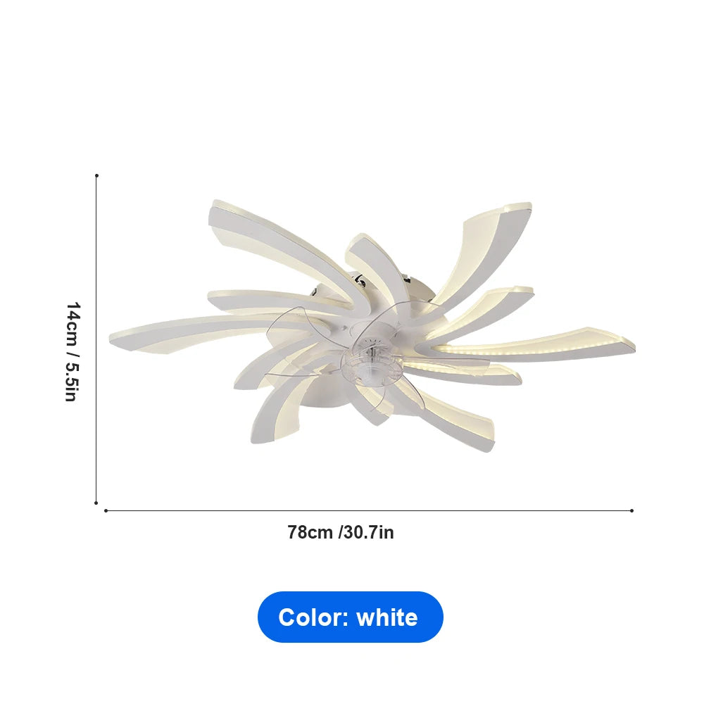 Ventilatore da Soffitto Dimmerabile con Luce LED e Telecomando - Controllo APP, Design Moderno, Silenzioso