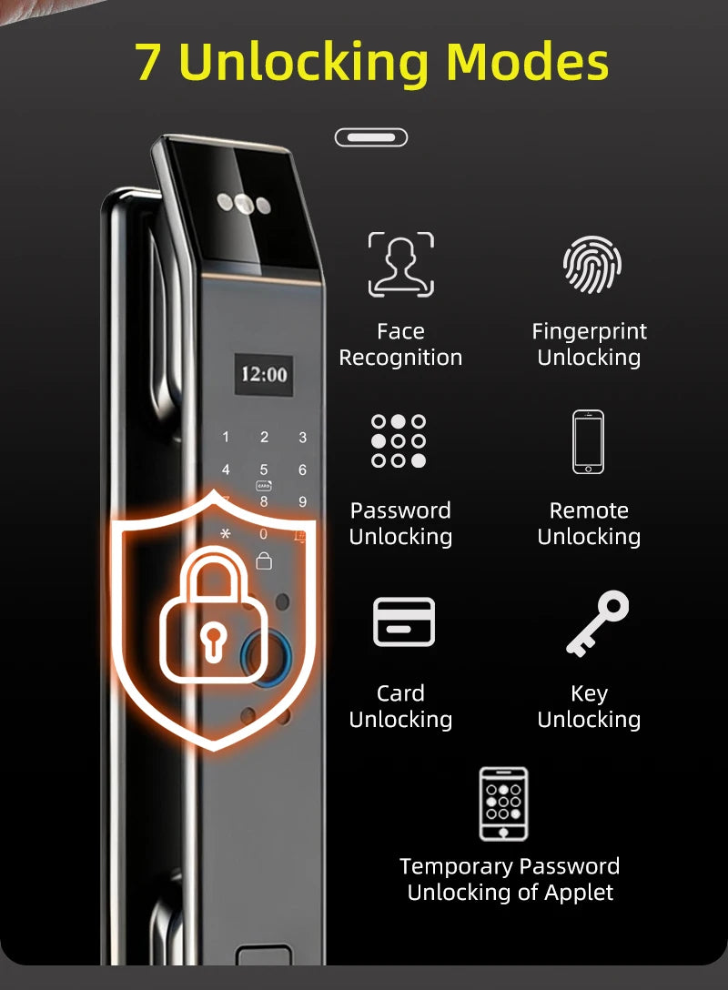 Serratura Smart con Riconoscimento Facciale 3D, Impronta Digitale e App Wishome