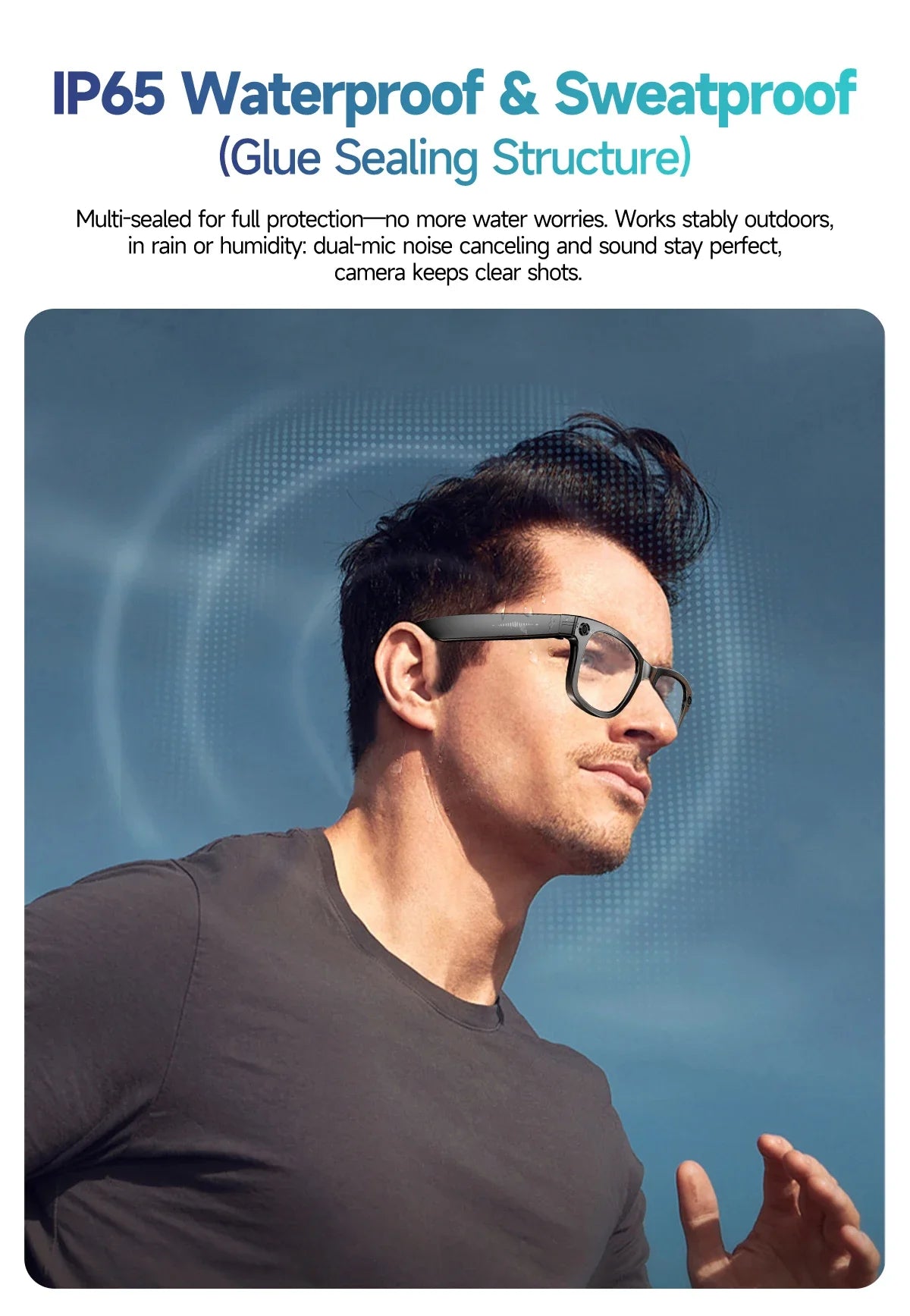 Occhiali Smart AI con Fotocamera 8MP - Traduzione 100+ Lingue, Bluetooth, Registrazione Video