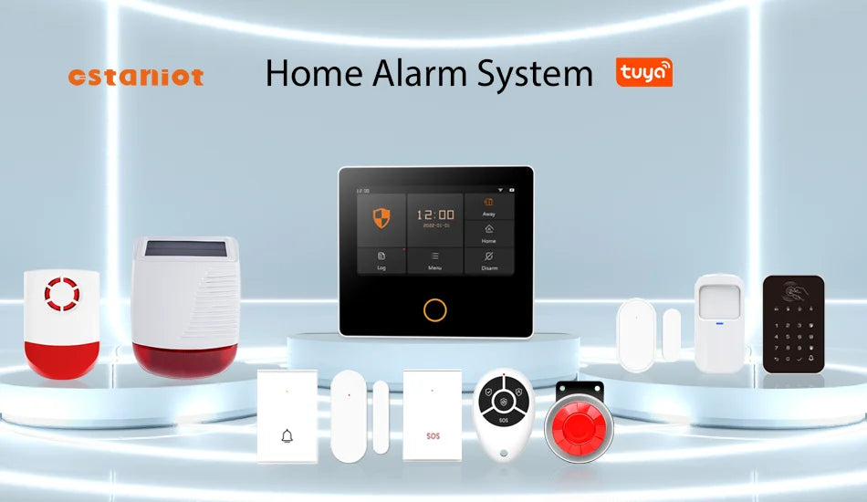 Kit Allarme Casa WiFi Smart con Display Touch 4.3" - Sistema Antifurto Wireless Tuya con 10 Lingue e Controllo App