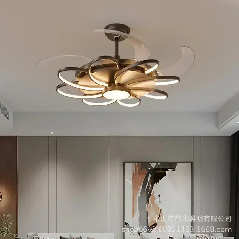 Ventilatore da Soffitto LED Nordico con Telecomando - Design Elegante per Camera da Letto, Sala da Pranzo e Ristorante