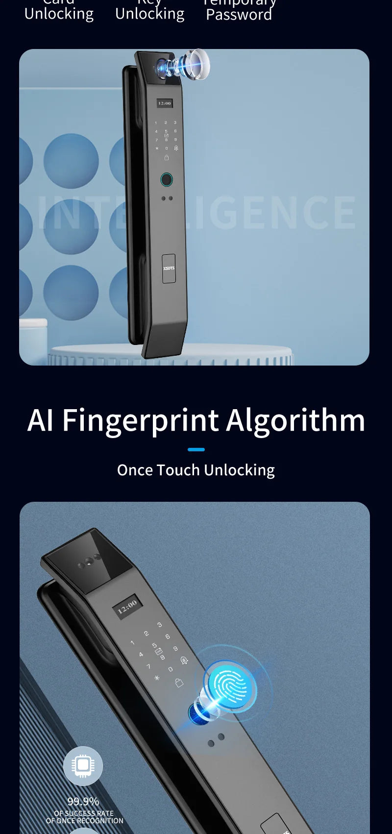 Serratura Smart WiFi con Riconoscimento Facciale 3D e Telecamera Integrata