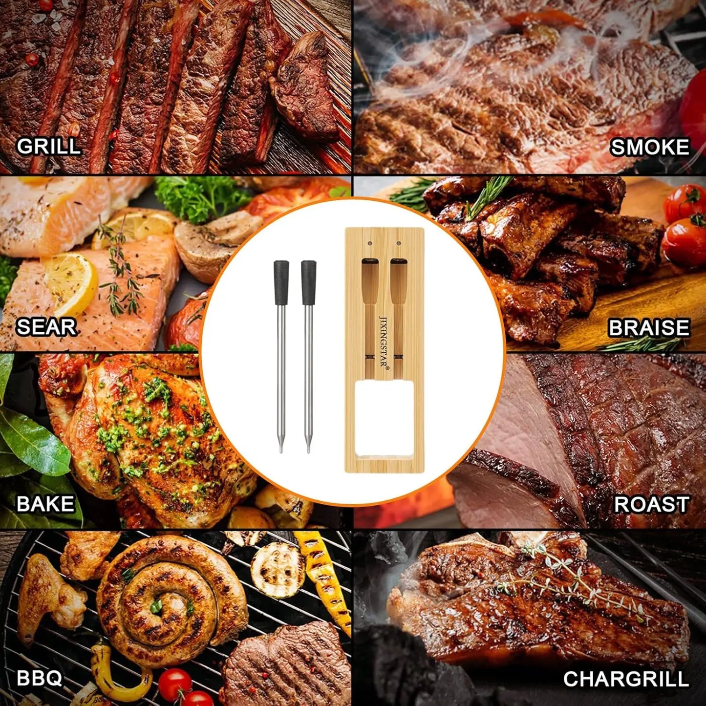 Termometro Smart per Carne Wireless Bluetooth - Portata 90m, IP67 Impermeabile per BBQ e Grill
