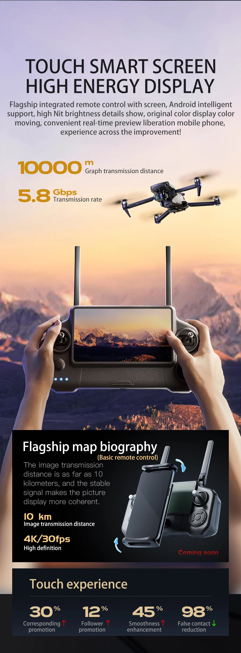 Drone GPS Professionale P7 MAX 8K - Trasmissione 20km, Radiocomando con Schermo, Brushless