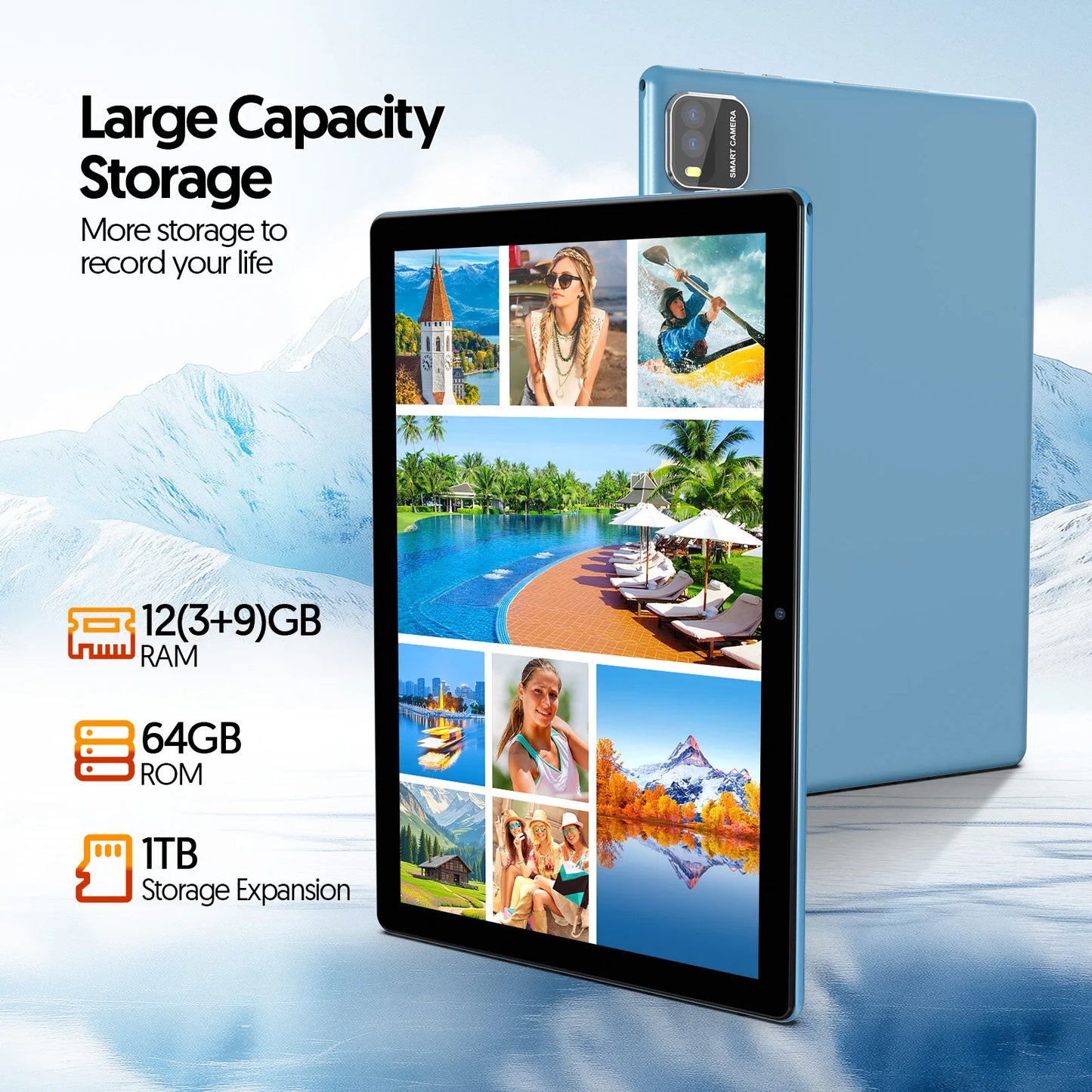 Tablet Android 15 da 10" - 12GB RAM 64GB ROM con Tastiera, Processore Quad-Core e WiFi 5G