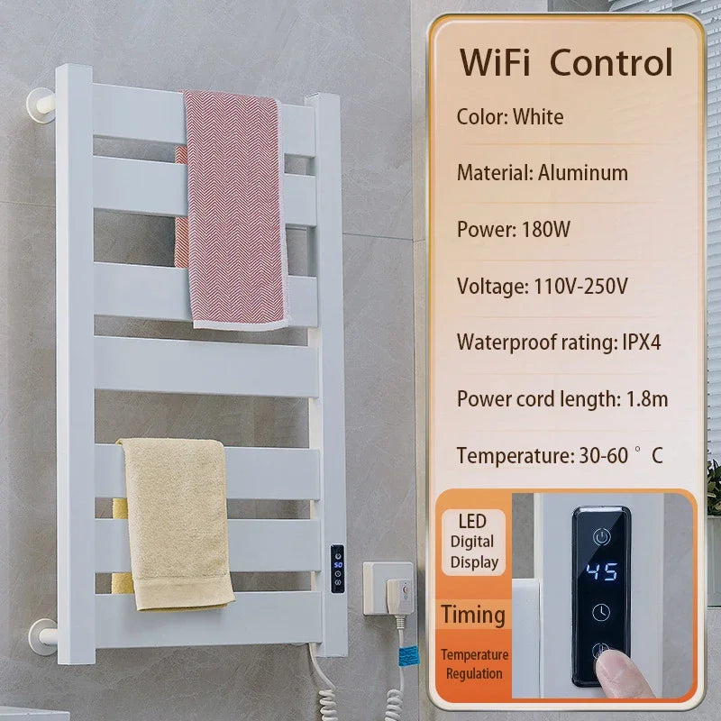 Scaldasalviette Elettrico Smart WiFi - Termoarredo da Parete per Bagno e Cucina