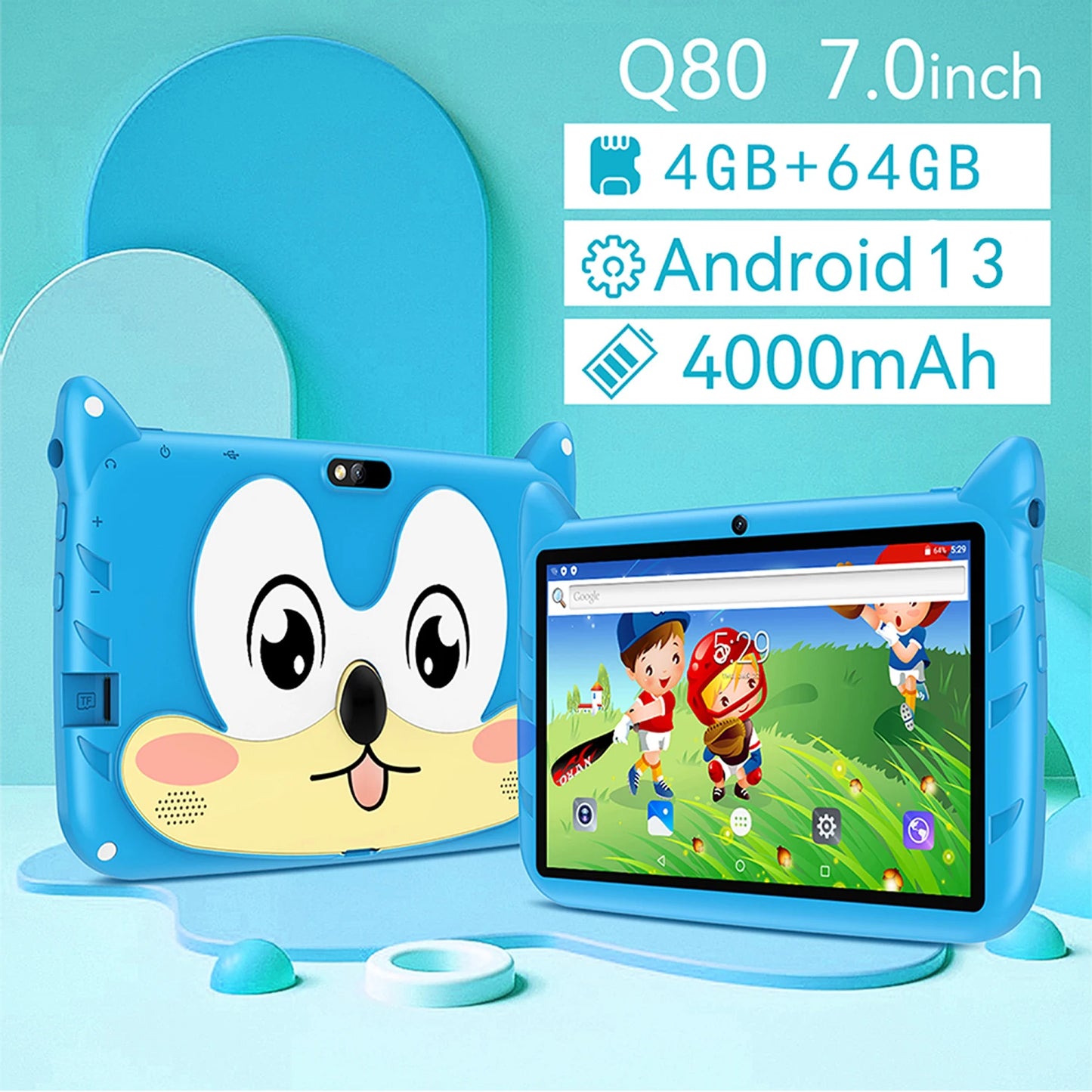 Tablet per Bambini 7" Android 13 - 4GB RAM 64GB ROM, WiFi 5G, Dual Camera, Educativo