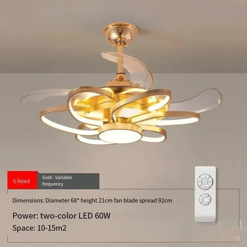 Ventilatore da Soffitto LED Nordico con Telecomando - Design Elegante per Camera da Letto, Sala da Pranzo e Ristorante