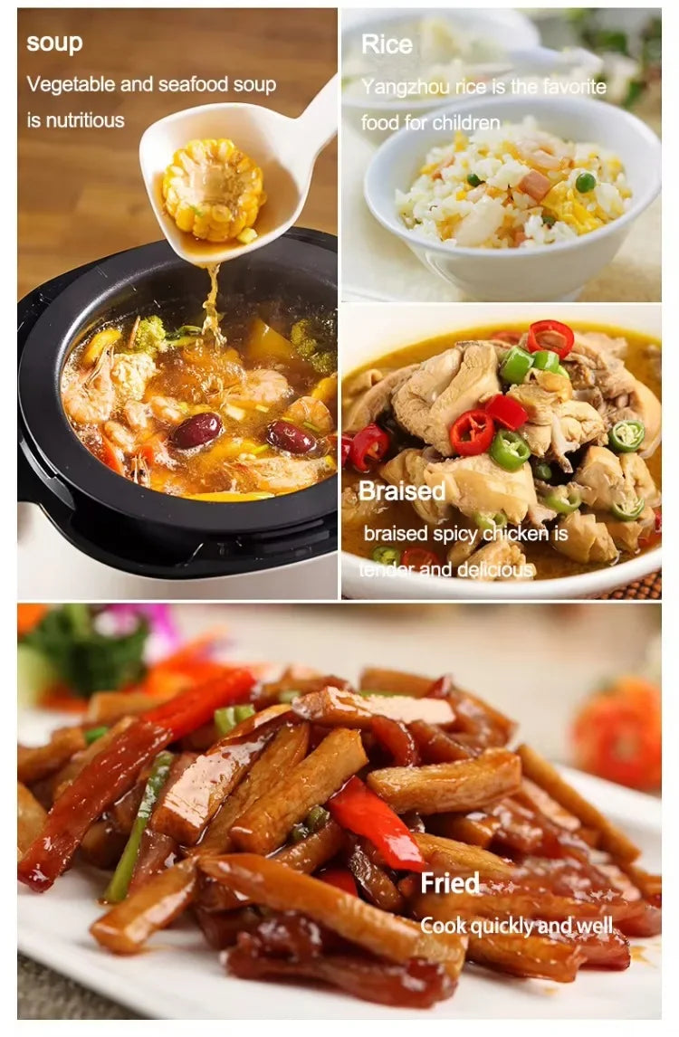 Wok Elettrico Automatico 2000W con Mescolamento Intelligente - Antiaderente, Multifunzione 220V