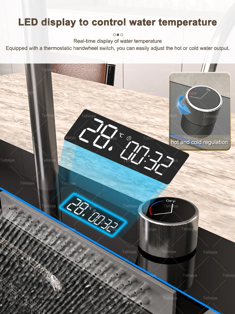 Lavello Cucina Acciaio Inox con Cascata e Display Digitale - Vasca Singola Extra Large Multifunzione