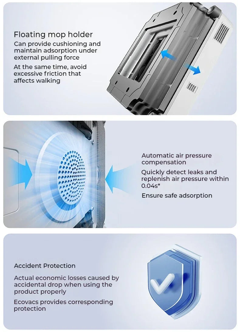 Robot Lavavetri ECOVACS WINBOT AIR MINI - Aspirazione 8000Pa per Finestre Perfette