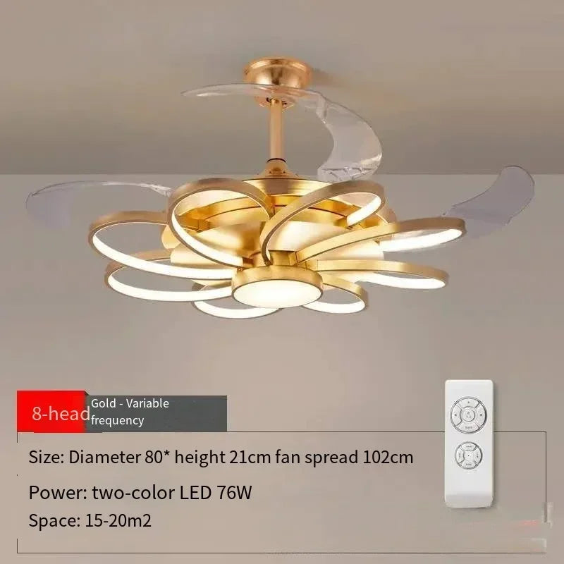 Ventilatore da Soffitto LED Nordico con Telecomando - Design Elegante per Camera da Letto, Sala da Pranzo e Ristorante