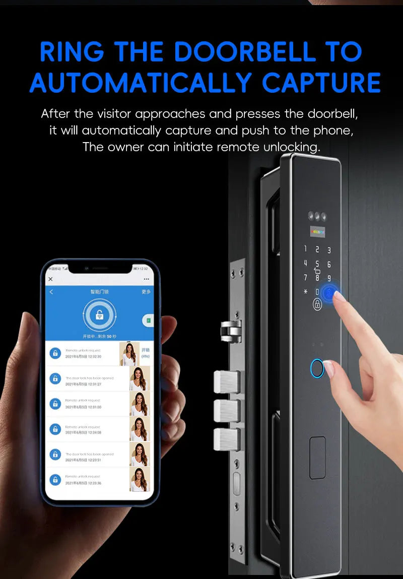 Serratura Smart WiFi con Riconoscimento Vena Palmare e Facciale 3D