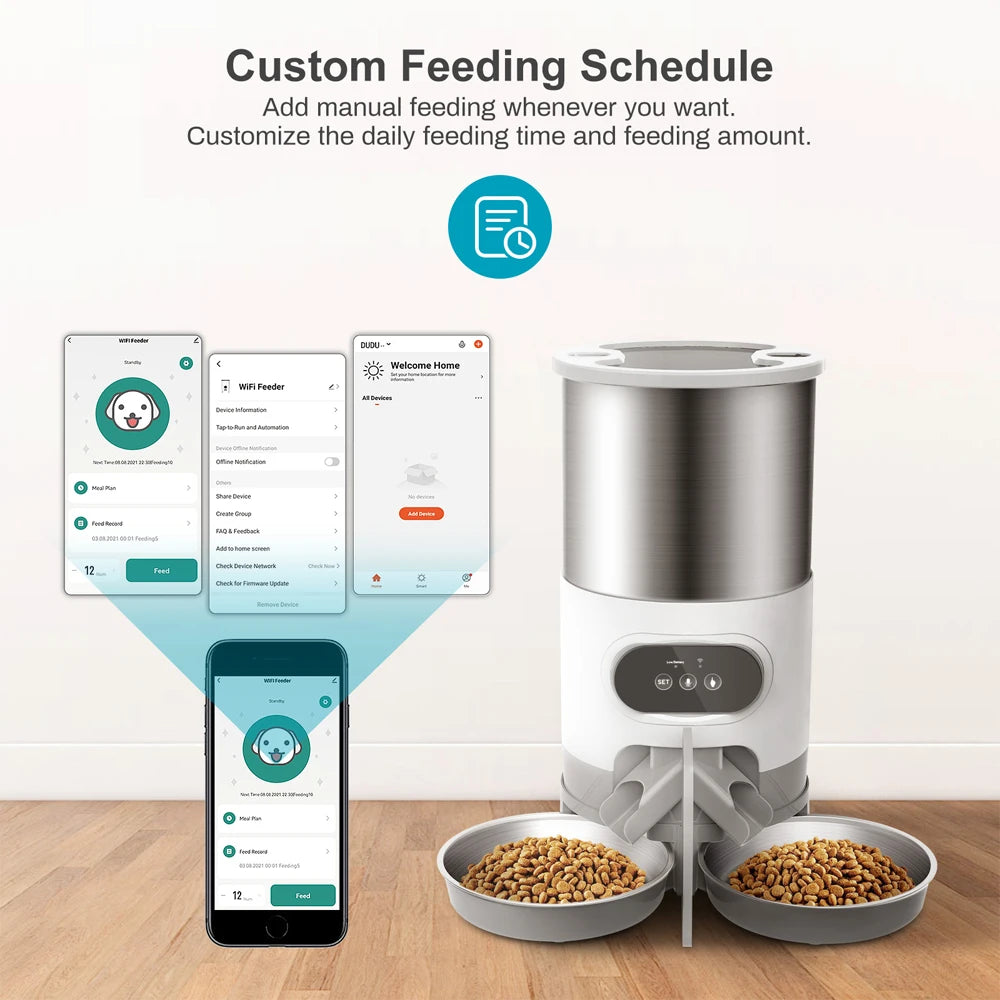Dispenser Automatico Smart Tuya per Cani e Gatti - Alimentazione Remota via App