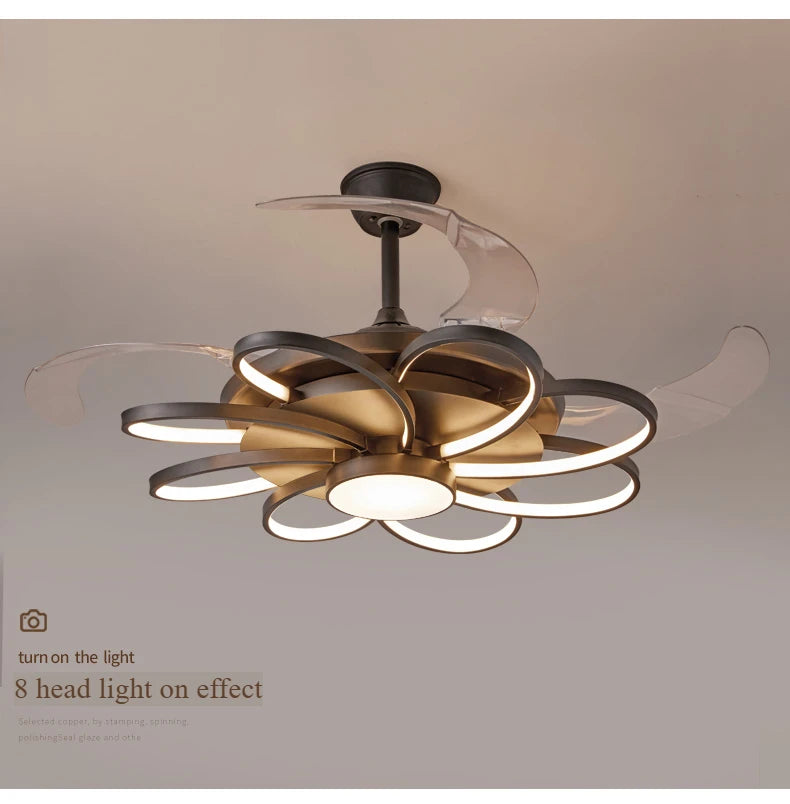 Ventilatore da Soffitto LED Nordico con Telecomando - Design Elegante per Camera da Letto, Sala da Pranzo e Ristorante