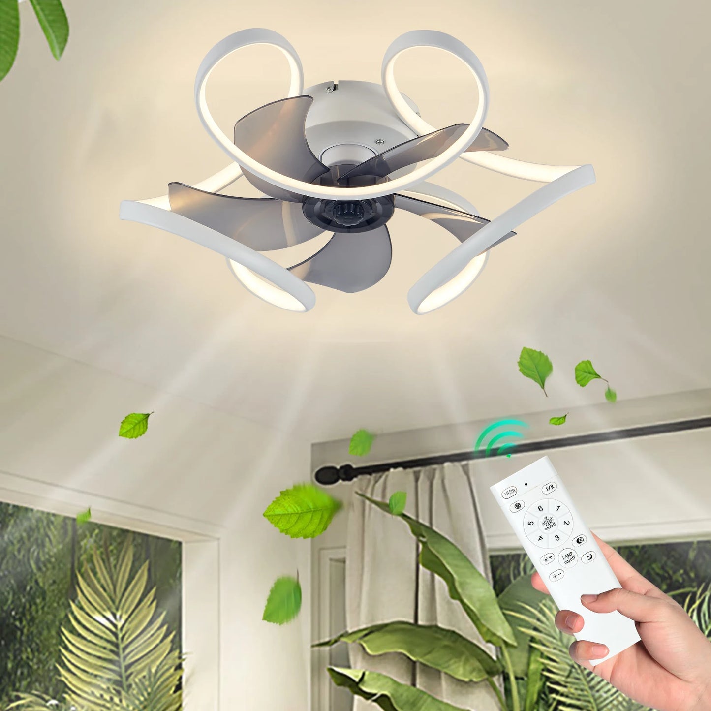 Ventilatore da Soffitto Decorativo con Lampada - Motore Reversibile, Design Moderno per Soggiorno e Cucina