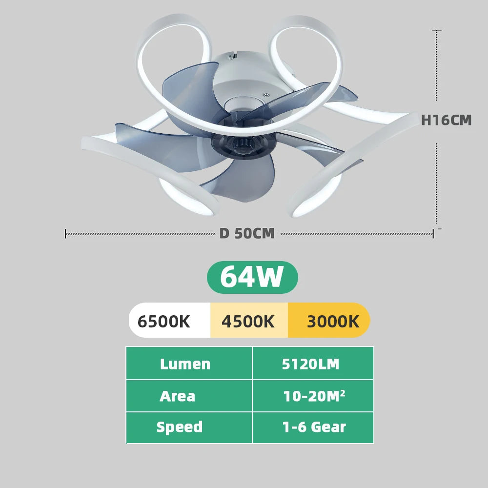 Ventilatore da Soffitto Decorativo con Lampada - Motore Reversibile, Design Moderno per Soggiorno e Cucina