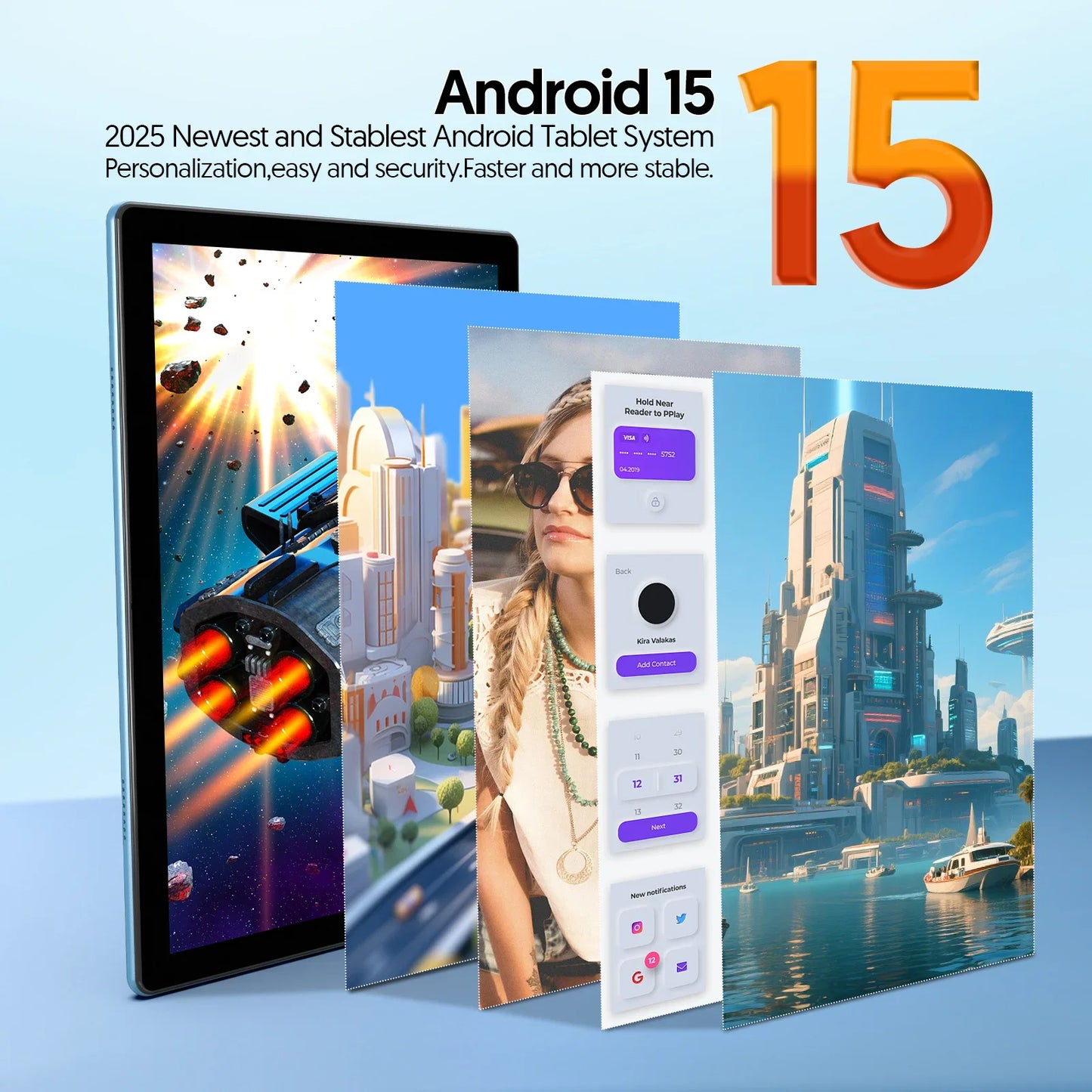 Tablet Android 15 da 10" - 12GB RAM 64GB ROM con Tastiera, Processore Quad-Core e WiFi 5G