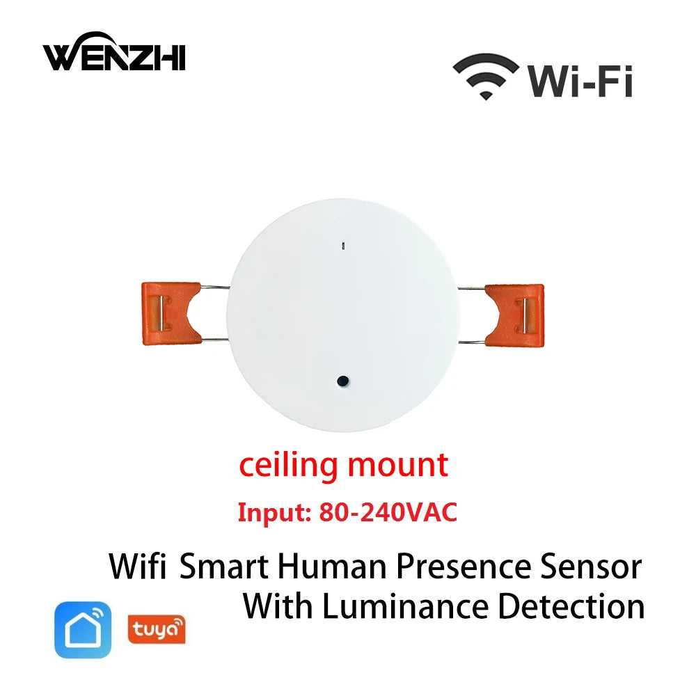 Sensore di Presenza Umana Smart Radar mmWave Zigbee/WiFi con Rilevamento Luminosità Tuya