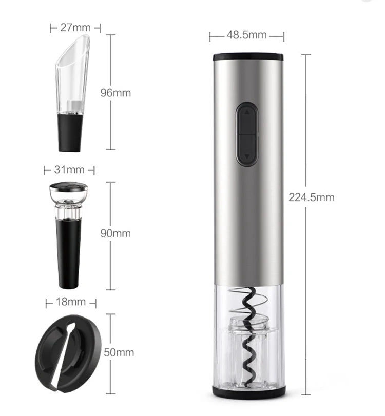 Cavatappi Elettrico Automatico Ricaricabile - Apribottiglie Vino con Tagliacapsule in Acciaio Inox