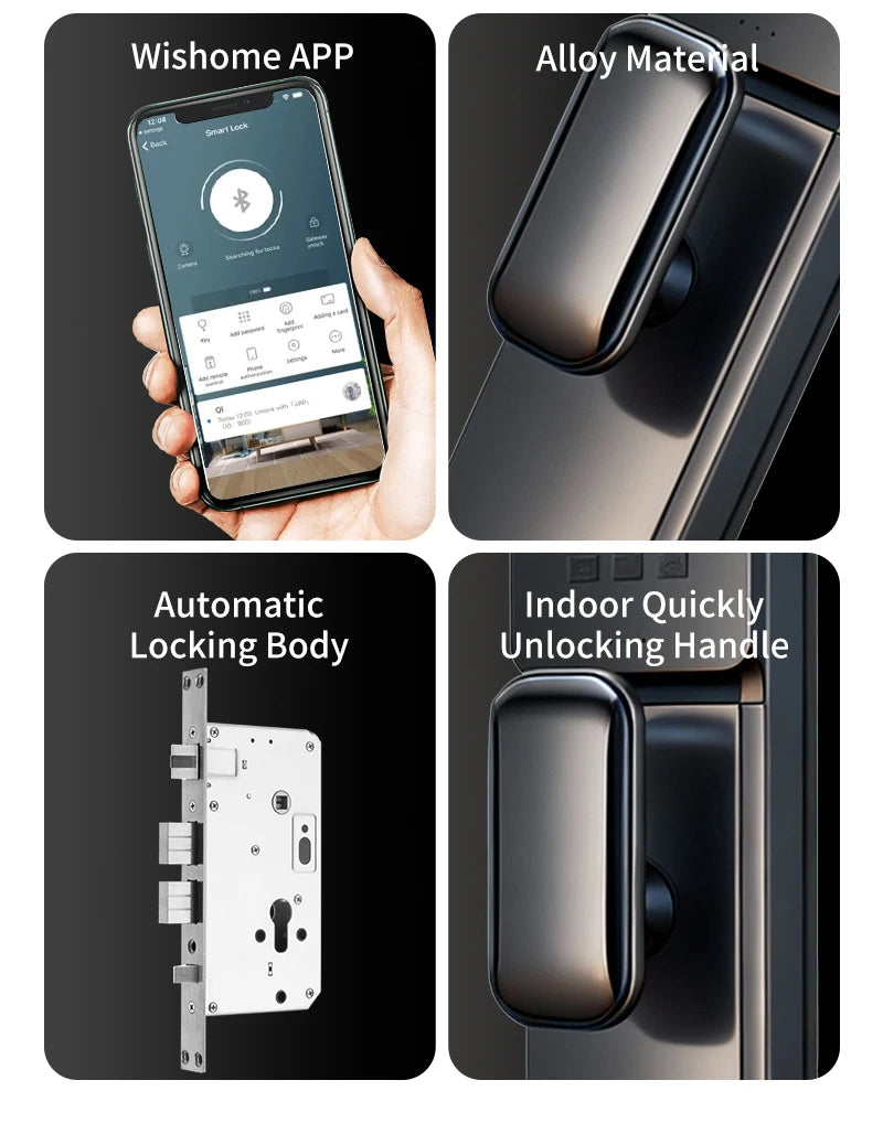 Serratura Smart con Riconoscimento Facciale 3D, Impronta Digitale e App Wishome