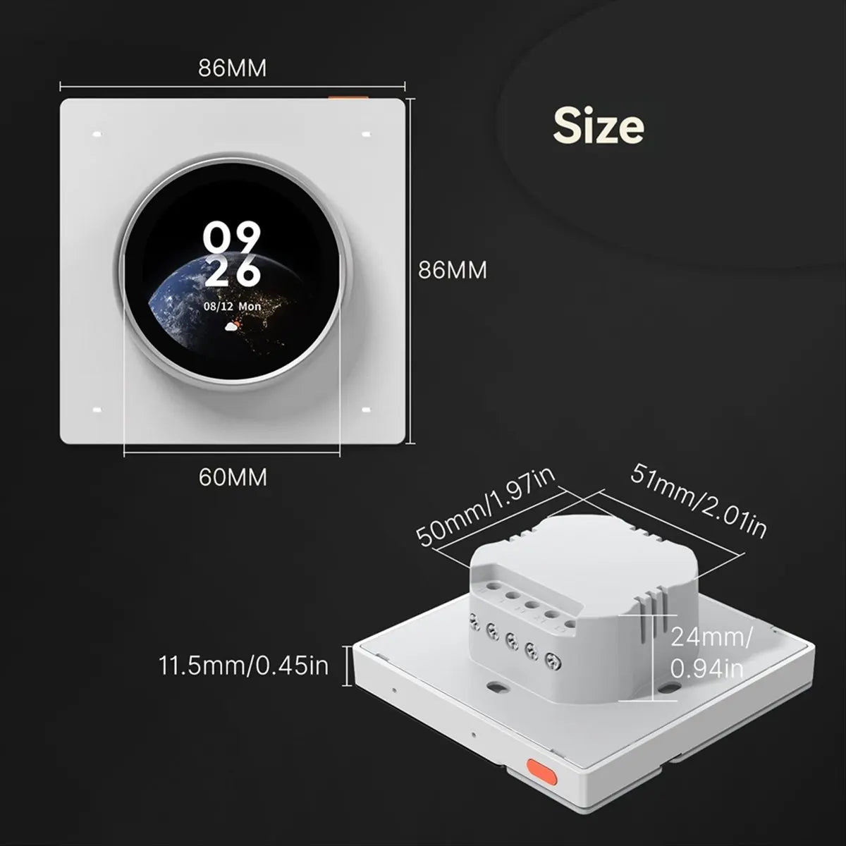 Interruttore Smart Centrale Tuya WiFi - Schermo Touch Rotante con 3 Relè e 4 Pulsanti Programmabili