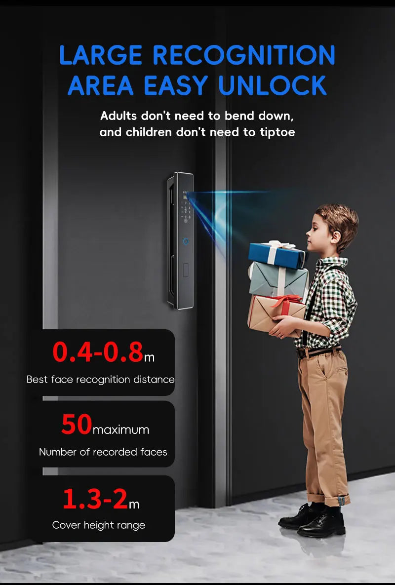 Serratura Smart WiFi con Riconoscimento Vena Palmare e Facciale 3D