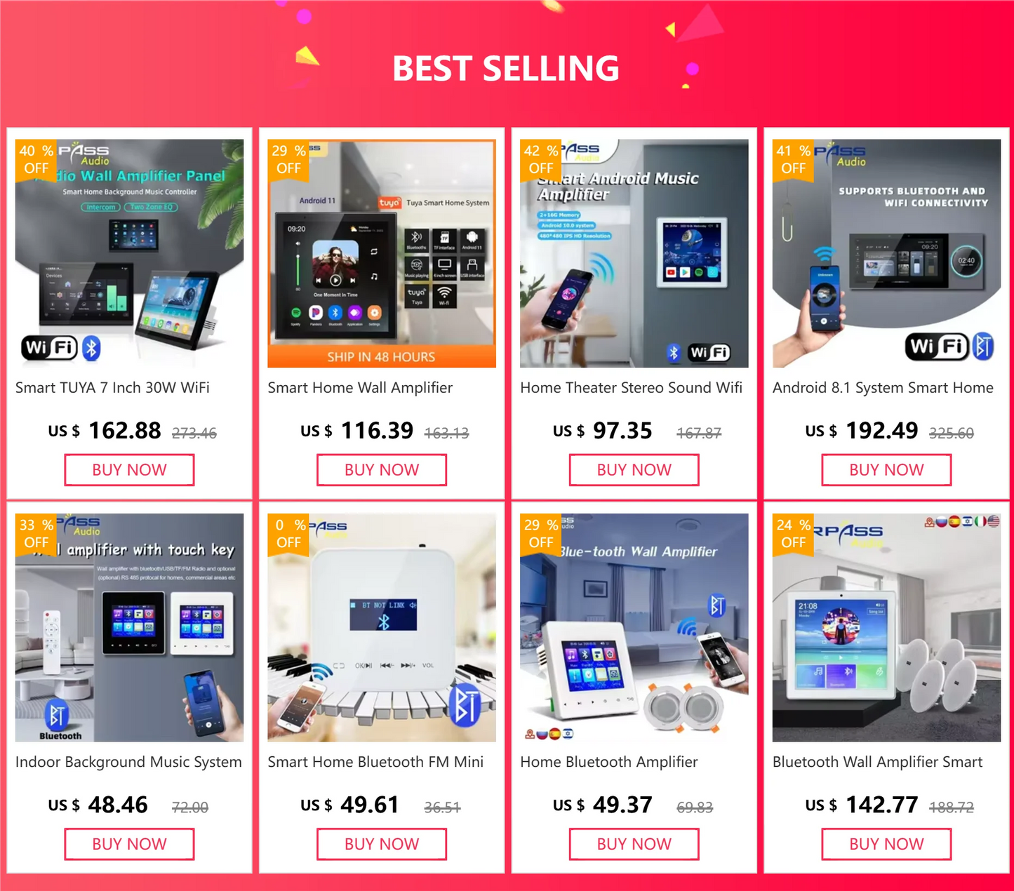 Amplificatore Home Theater WiFi Bluetooth Android 10.0 - Touch Screen 4", Controllo Vocale, 4 Canali