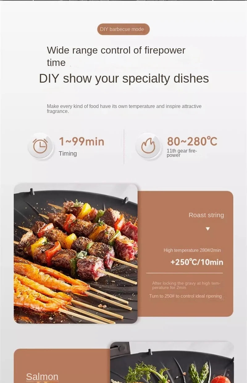 Griglia Elettrica Barbecue Senza Fumo Rotante Multifunzione per Interni