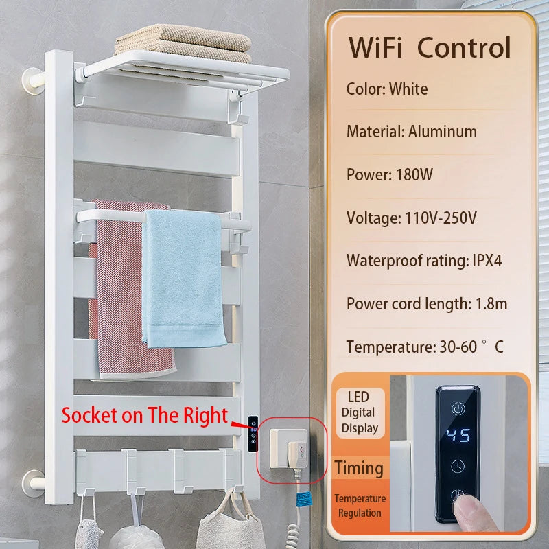Scaldasalviette Elettrico Smart WiFi - Termoarredo da Parete per Bagno e Cucina