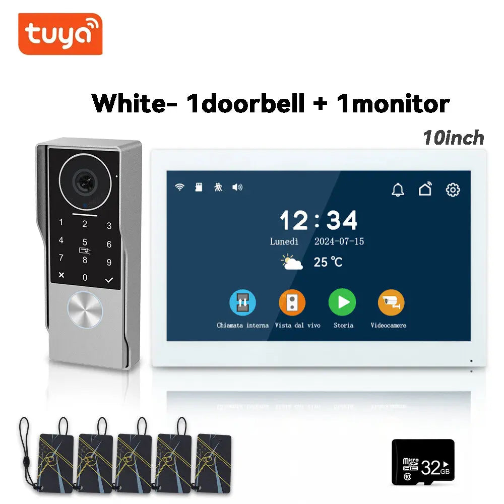 Videocitofono Smart WiFi Anjielo 2 Fili - Monitor Touch 7" IPS 1080P Impermeabile con App TUYA