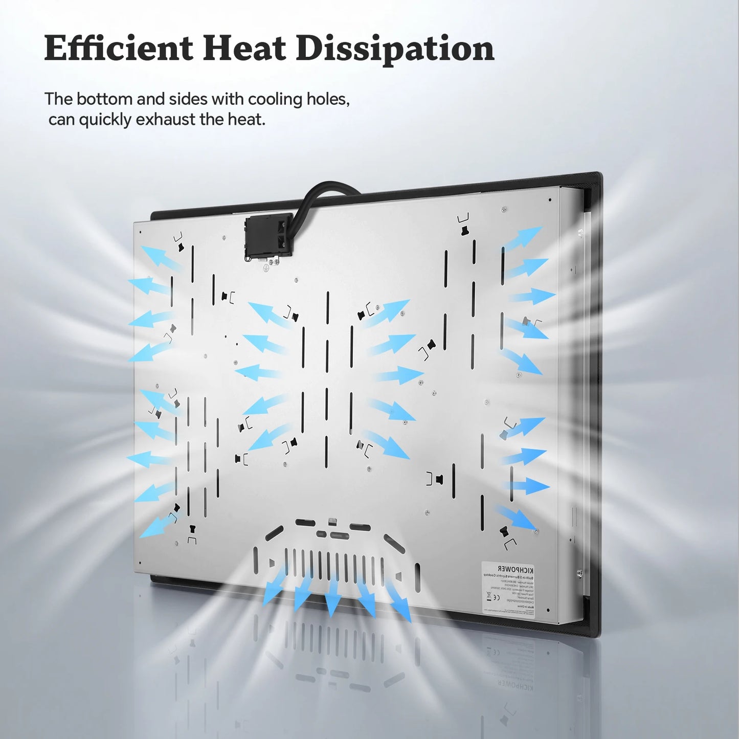 Piano Cottura Elettrico KICHPOWER 77cm 5 Zone in Vetroceramica 8500W con Controllo Touch e Blocco Sicurezza