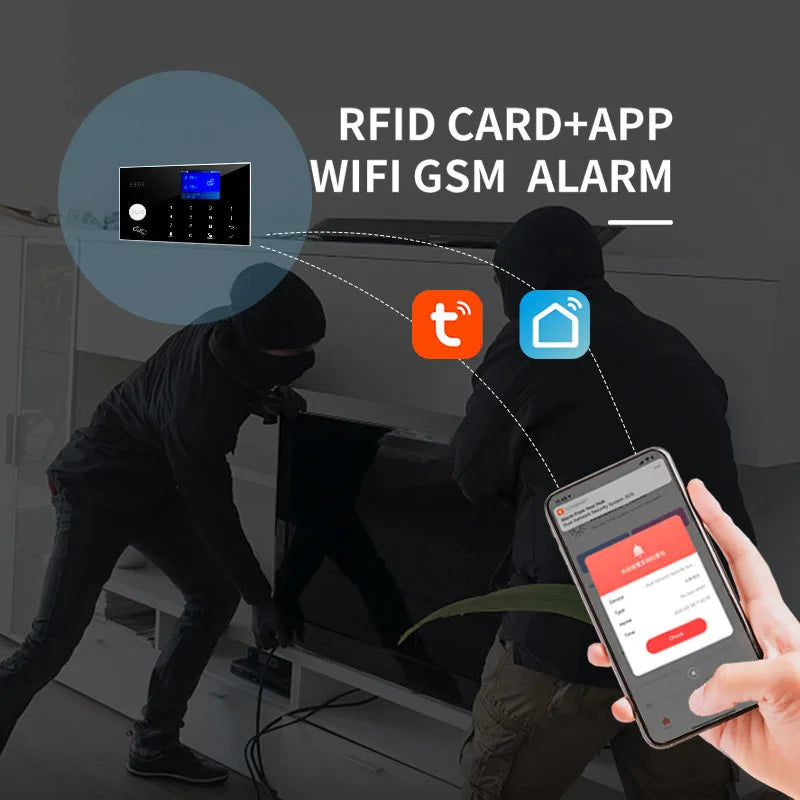 Sistema Allarme Casa WiFi GSM Wireless - Kit Antifurto Smart con Sensori Porta e Movimento, App Tuya e Compatibilità Alexa
